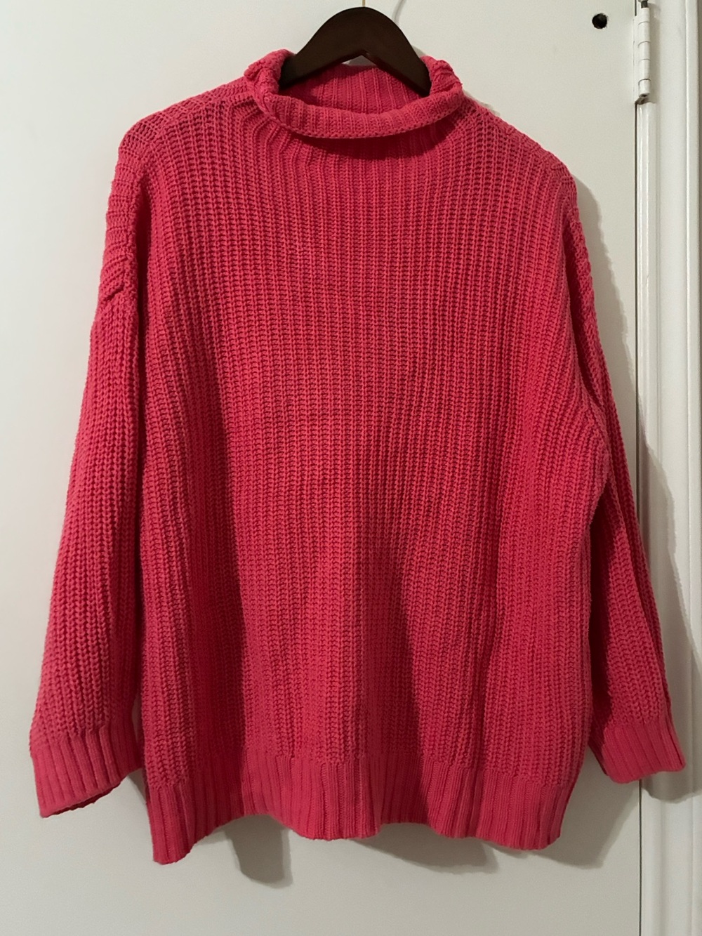 American Eagle Oversized Mock Neck Turtleneck Ribbed Knit Sweater Pink XS/S
